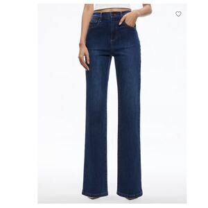 Alice + Olivia Amazing High Rise Straight Full Length Jean Love Train Dark 24